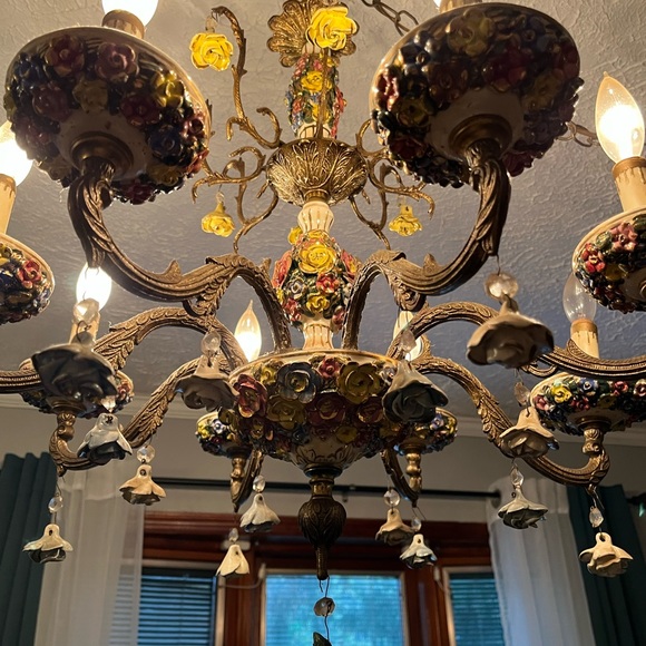 Capodimomte 8 light Rose Chandelier - Picture 4 of 6